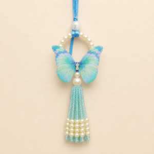 Graceful Bond Blue Butterfly Pearl Bhabhi Rakhi