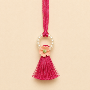 Affection Peach Flower Fuchsia Bhabhi Rakhi