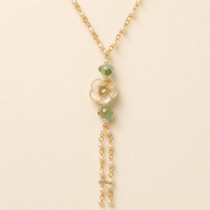 Graceful Affection Pearl Chain Floral Hathphool Kundan Bhabhi Rakhi