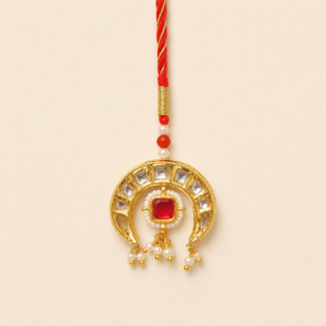 Regal Blessing Red Kundan Crescent Bhabhi Rakhi