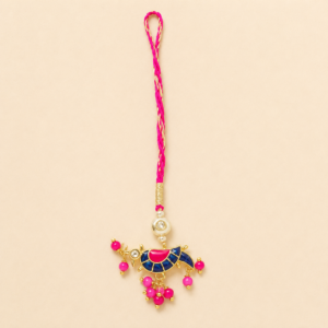 Joyful Pink Blue Peacock Charm Bhabhi Rakhi