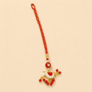 Auspicious Red White Peacock Charm Bhabhi Rakhi