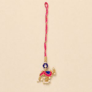 Radiant Pink Navy Peacock Charm Bhabhi Rakhi