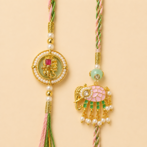 Joyful Blessings Pastel Elephant Pair Rakhi