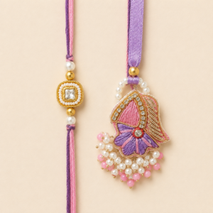Graceful Love Purple Resham Jhumka Pair Rakhi