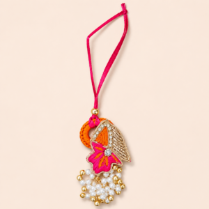 Radiant Pink Embroidered Floral Bhabhi Rakhi