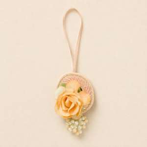 Elegant Peach Rose Pearl Bhabhi Rakhi