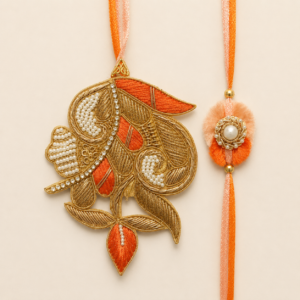 Festive Bond Floral Zardosi Pair Rakhi