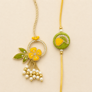 Joyful Yellow Flower Ring Pair Rakhi